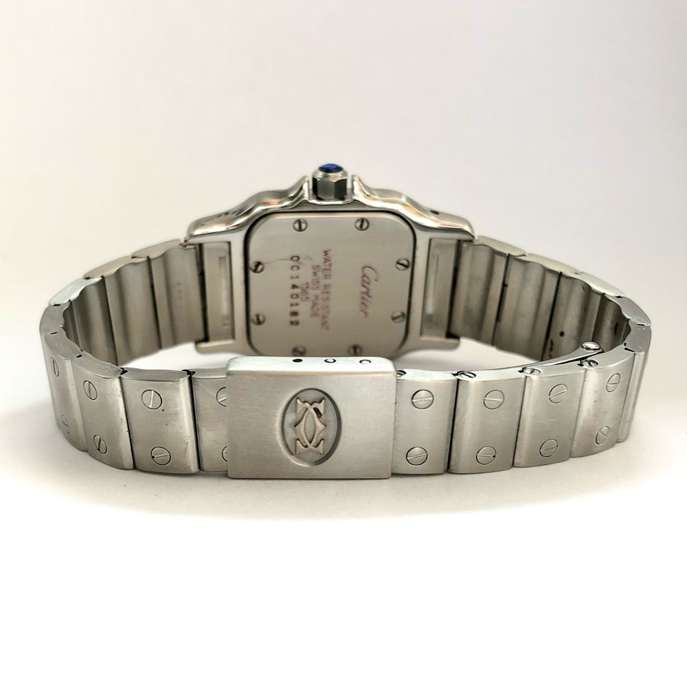 CARTIER SANTOS GALBEE 24mm Quartz Steel 1.09TCW Diamond Watch Blue Numerals - Picture 7 of 7